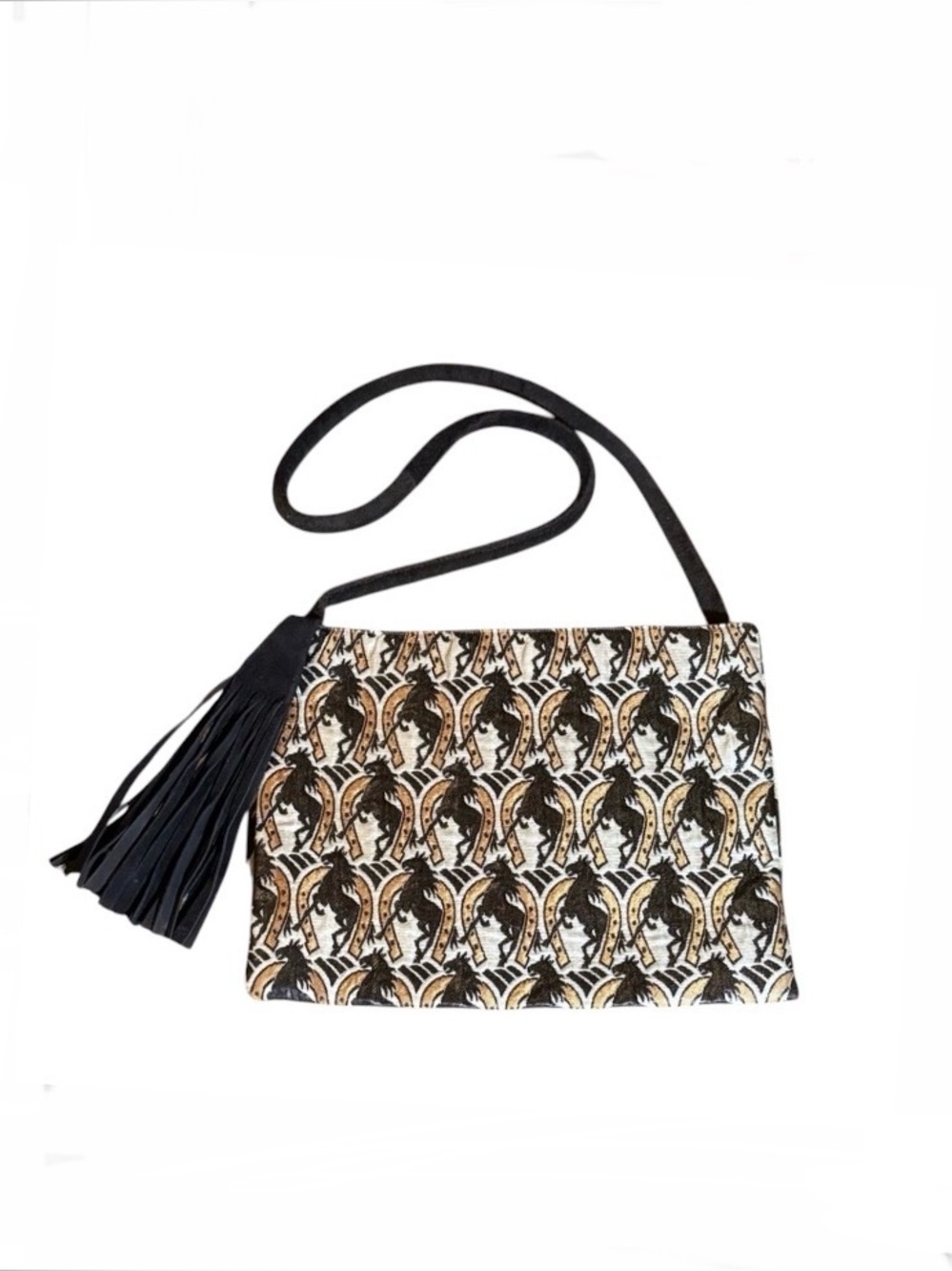 Reva Woven Black and Gold Patterned Women's Bag